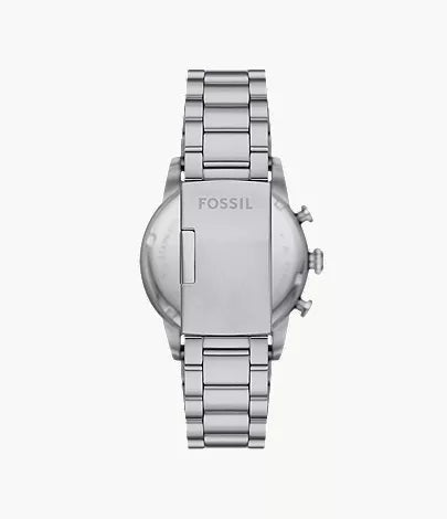 Caseback view of Fossil Sport Tourer FS6045 stainless steel watch showing Fossil branding