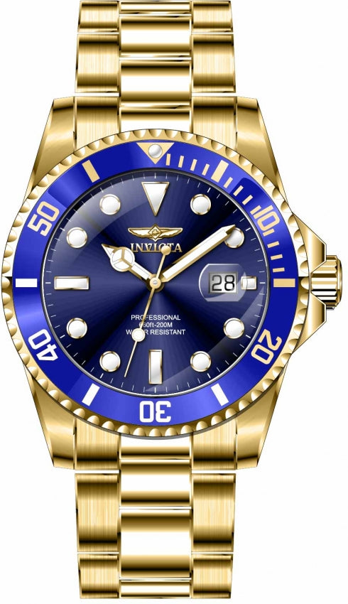 Invicta Pro Diver Japan Quartz Blue Dial Gold Men's Watch 33270