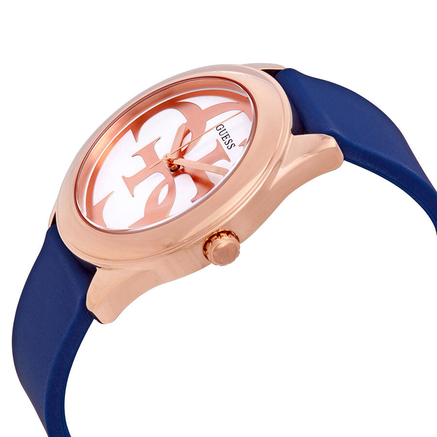 Guess G-Twist Silver Dial Blue Silicone Ladies Watch W0911L6