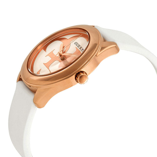 Guess G-Twist Silver Dial White Silicone Ladies Watch W0911L5