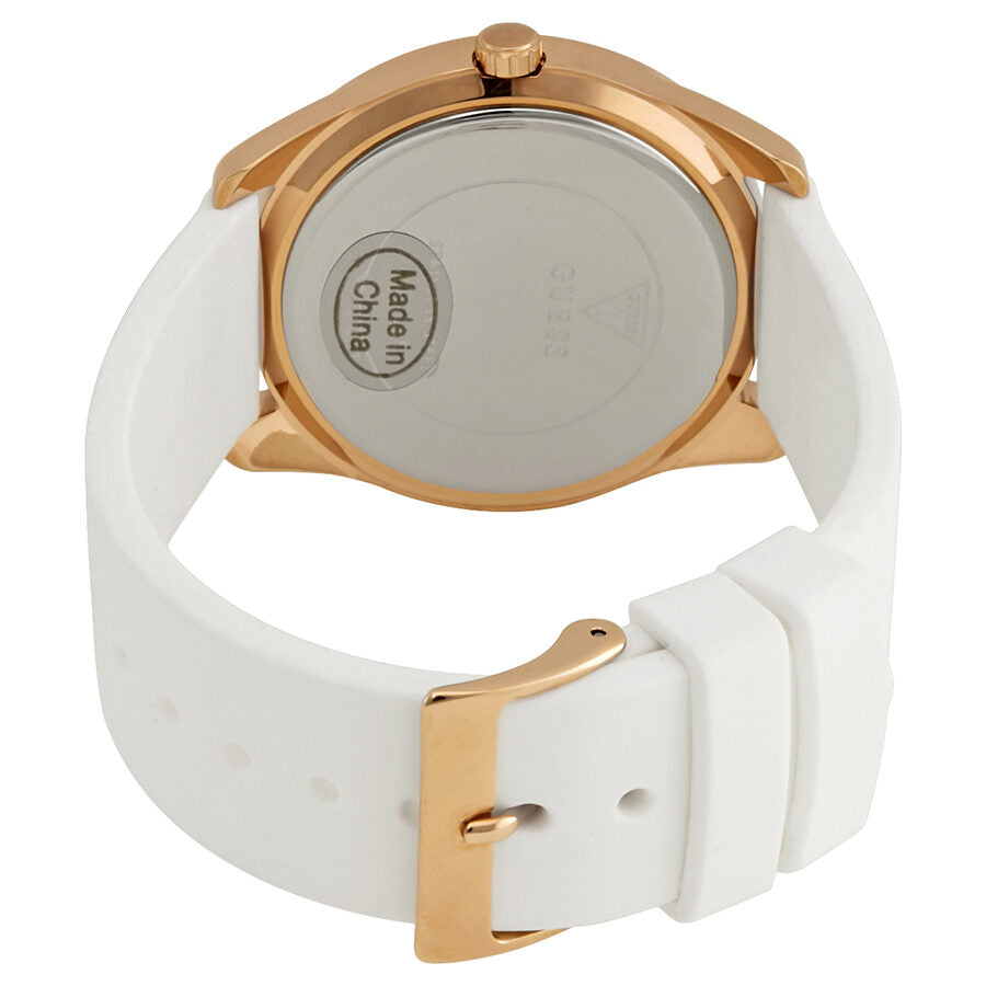 Guess G-Twist Silver Dial White Silicone Ladies Watch W0911L5