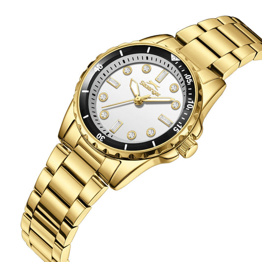 Slazenger Classic Crystals Silver Dial Gold Watch - SL.09.2594.3.130