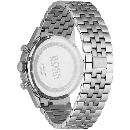 Hugo Boss 1512445 men's chronograph watch back view with stainless steel band