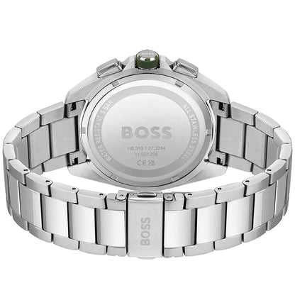 Hugo Boss watch caseback view showing engraved reference number and specifications