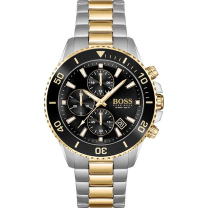 Hugo Boss Admiral two-tone chronograph men's watch with black dial and gold accents