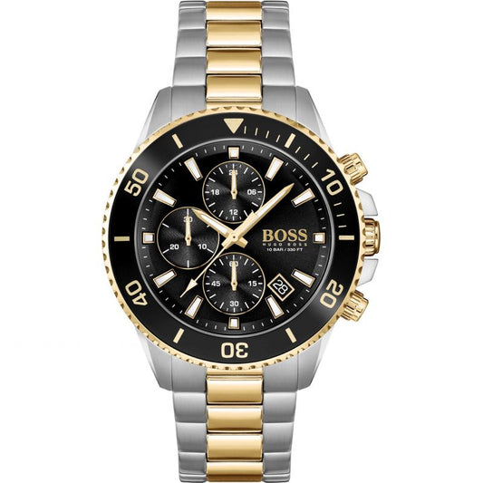 Hugo Boss Admiral two-tone chronograph men's watch with black dial and gold accents