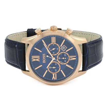 Hugo Boss Ambassador Chronograph Blue Dial Men's Watch 1513320 (Third Party Strap)