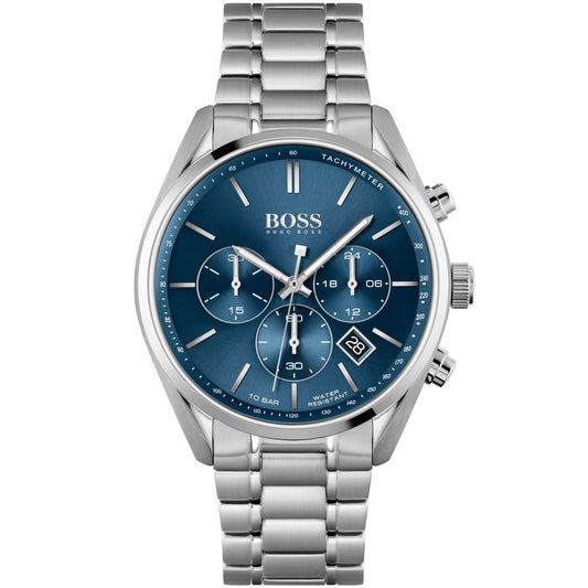 Hugo Boss Champion men's watch with blue dial and stainless steel bracelet