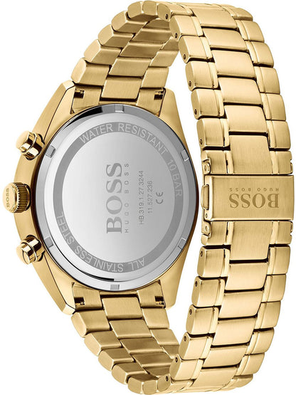 Hugo Boss Champion caseback showing BOSS logo and water resistance engraving