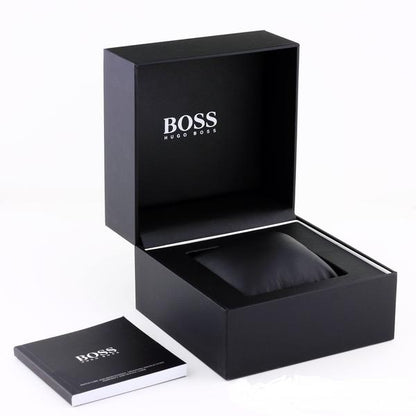 Hugo Boss Jet watch packaging with branded black box and documentation