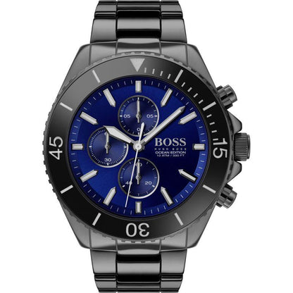 Hugo Boss Ocean Ceramic Edition blue dial chronograph men's watch with black case