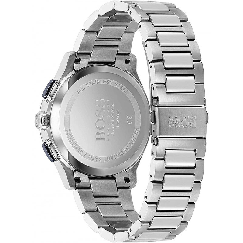 Hugo Boss Peak watch caseback showing stainless steel back and metal band