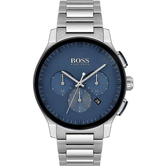 Hugo Boss Peak blue dial chronograph watch with stainless steel strap and black bezel