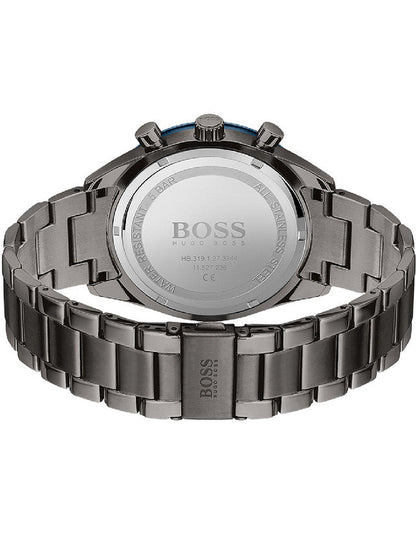 Hugo Boss Santiago watch caseback showing stainless steel with BOSS branding and model details