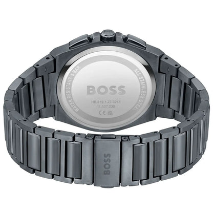 Hugo Boss Steer watch caseback showing stainless steel with engraved branding