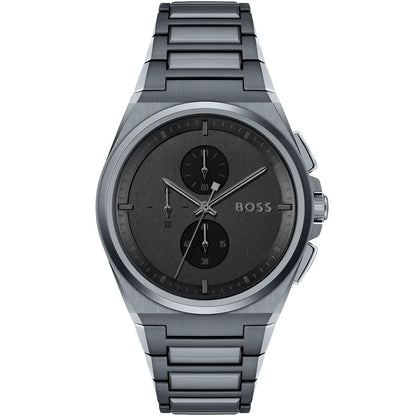 Hugo Boss Steer men's chronograph watch gray dial analog quartz