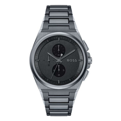 Hugo Boss Steer chronograph watch with gray dial and stainless steel bracelet