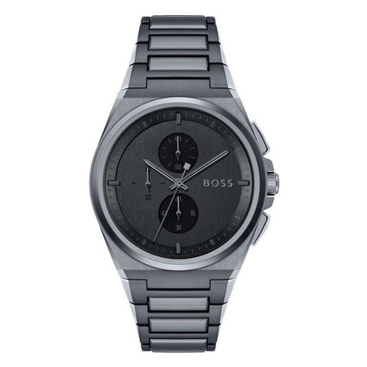 Hugo Boss Steer chronograph watch with gray dial and stainless steel bracelet