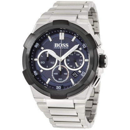 Hugo Boss Supernova chronograph watch with blue dial and stainless steel bracelet