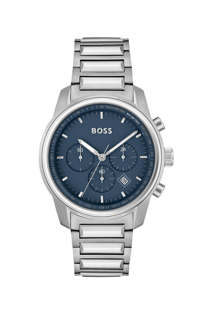 Hugo Boss Trace blue dial chronograph men's watch with stainless steel bracelet