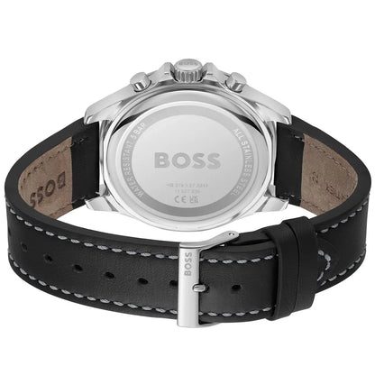 Hugo Boss Troper watch caseback showing stainless steel back with BOSS branding and specifications