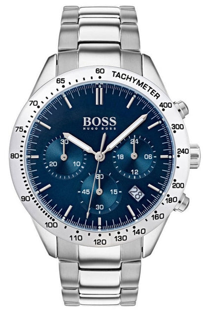Hugo Boss VANGUARD chronograph watch with blue dial and stainless steel bracelet