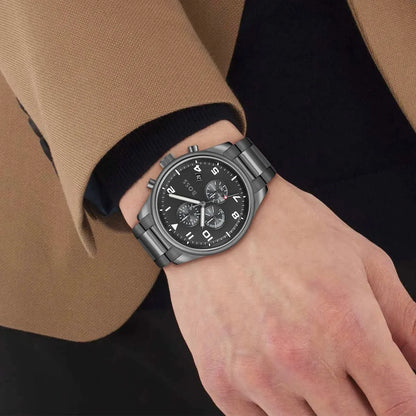 Hugo Boss View Chronograph worn on wrist with light clothing