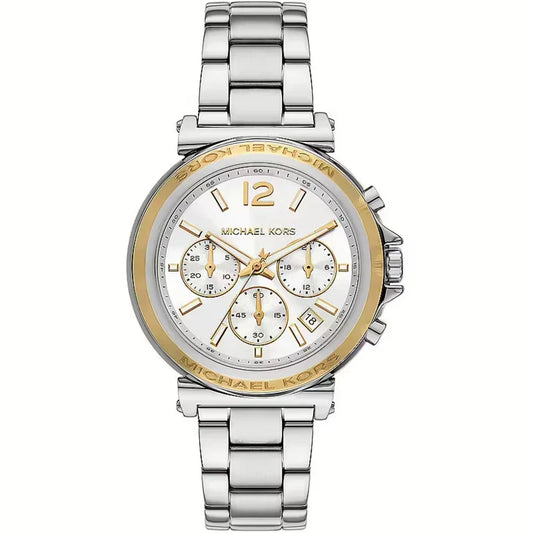 Michael Kors Maren Chronograph White Dial Silver Watch - MK7495