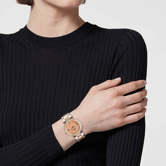 Versace Reve Analog Rose Gold Dial Two Tone Steel Strap Watch for Women - VE8B00424