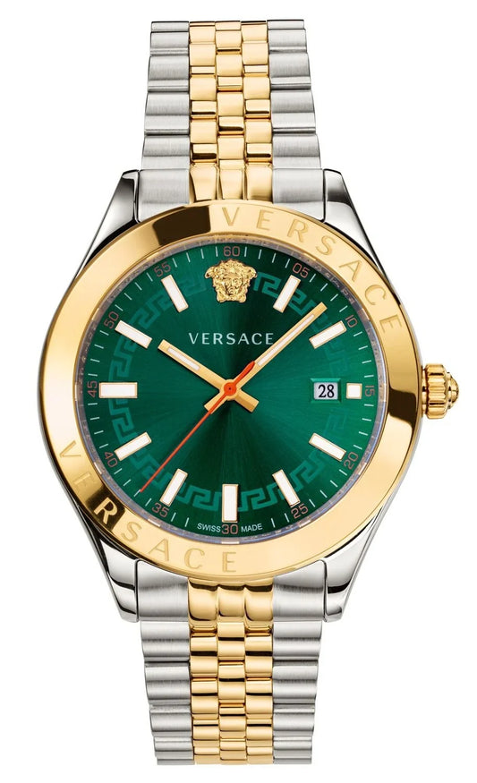 Versace Hellenyium Quartz Green Dial Two Tone Steel Strap Women's Watch - VEHU00420