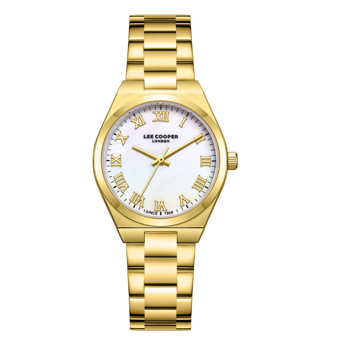 Lee Cooper Fashion Roman Numeral White MOP Dial Gold Watch - LC08298.120