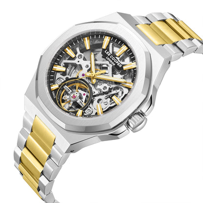 Lee Cooper Automatic Black Semi-Skeleton Dial Two Tone Watch - LC08368.230