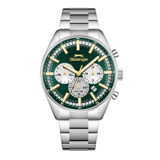 Slazenger Classic Sport Multifunction Green Dial  Silver Watch - SL.09.2602.2.370