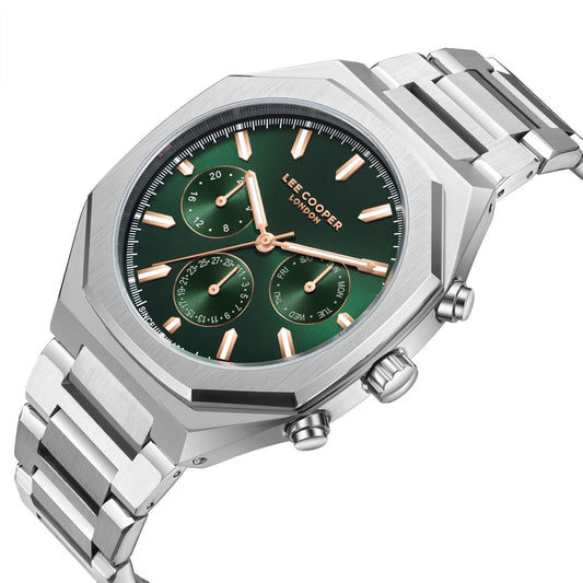 Lee Cooper Multifunction Green Dial Silver Men's Watch - LC08045.370