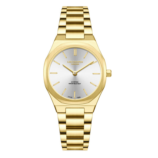 Lee Cooper Arlène gold watch with silver dial and matching gold bracelet