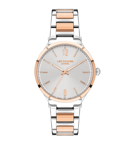 Lee Cooper LC07440.520 women's watch with silver dial and two-tone rose gold and silver metal bracelet