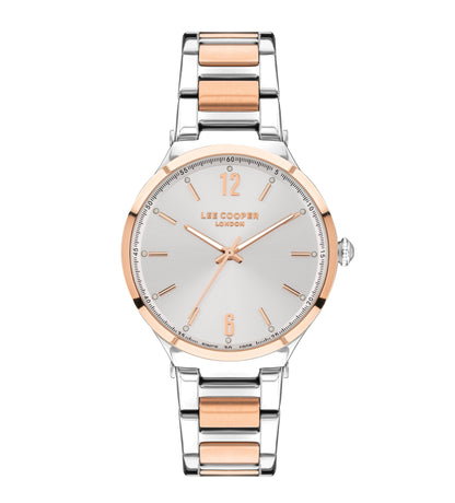 Lee Cooper LC07440.520 women's watch with silver dial and two-tone rose gold and silver metal bracelet