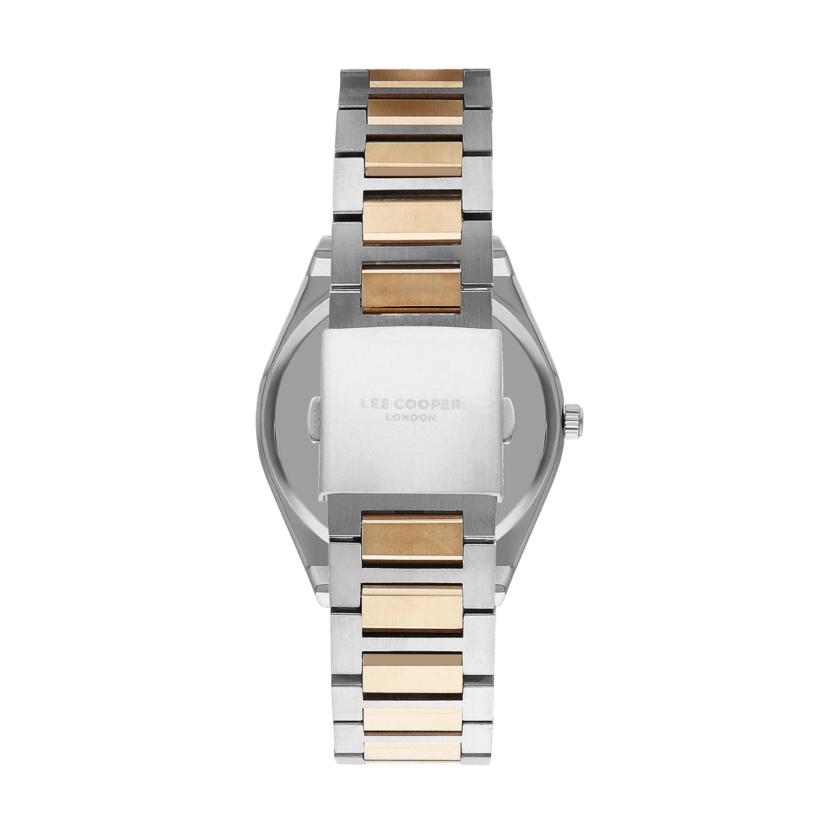 Lee Cooper LC07608.530 watch caseback view showing two-tone stainless steel bracelet