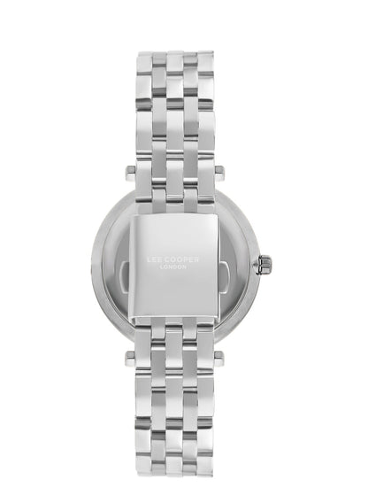 Back view of Lee Cooper LC07864.390 watch showing silver case back