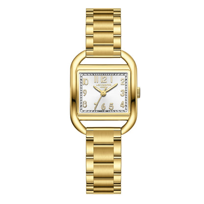 Lee Cooper square gold watch with silver dial and matching gold bracelet