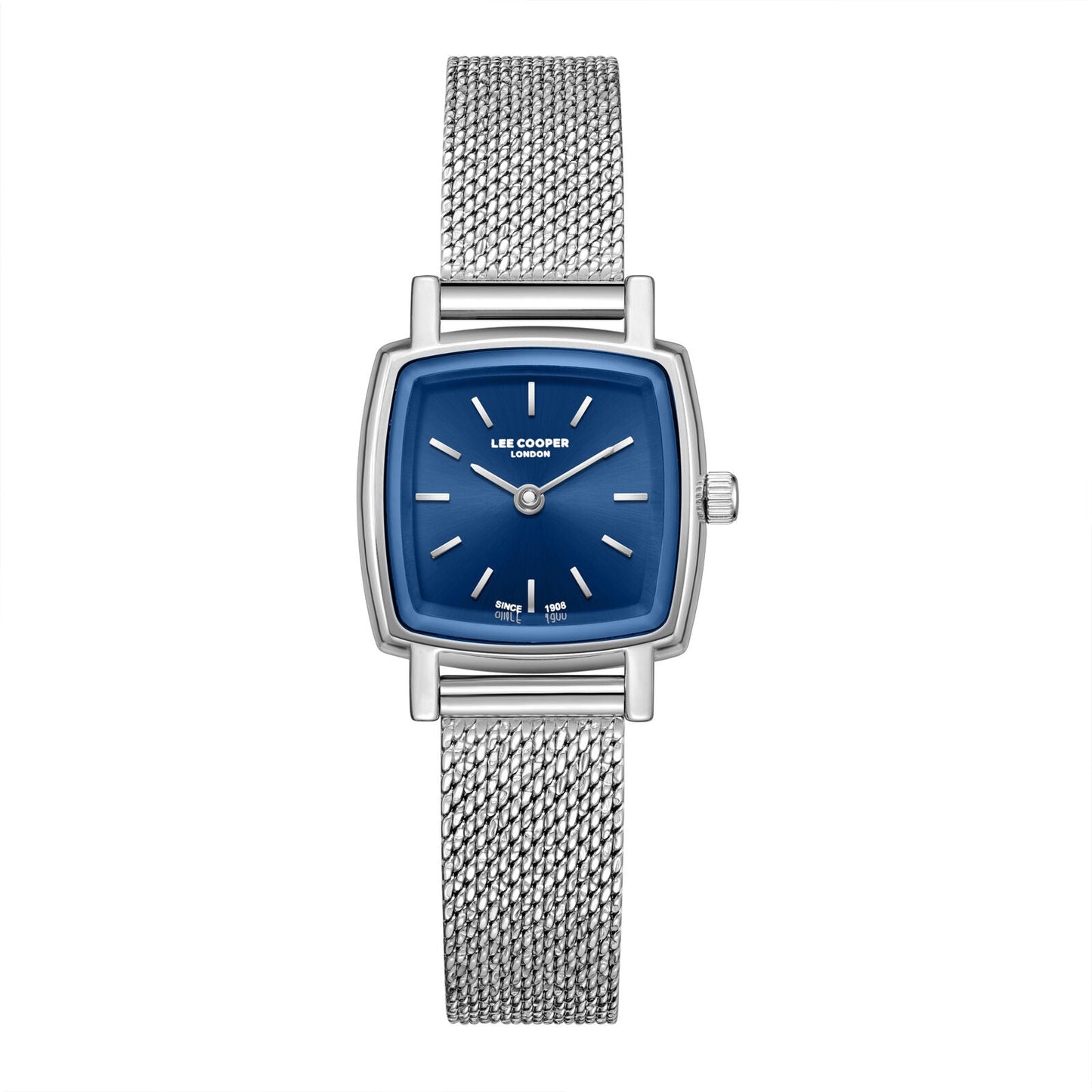 Lee Cooper square watch with blue dial and silver mesh strap
