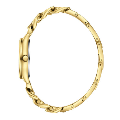 Lee Cooper Classic watch side view displaying gold case profile and twisted bracelet links
