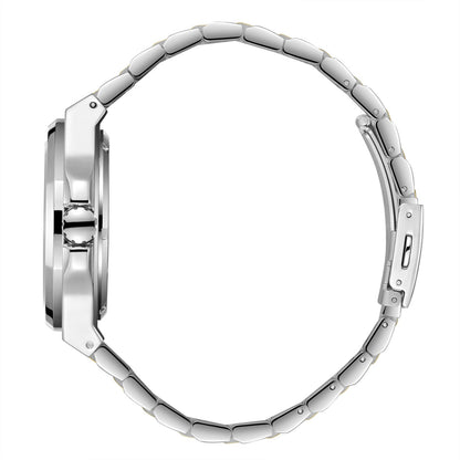 Side profile of Lee Cooper LC08368.230 watch showing two-tone metal bracelet and case thickness