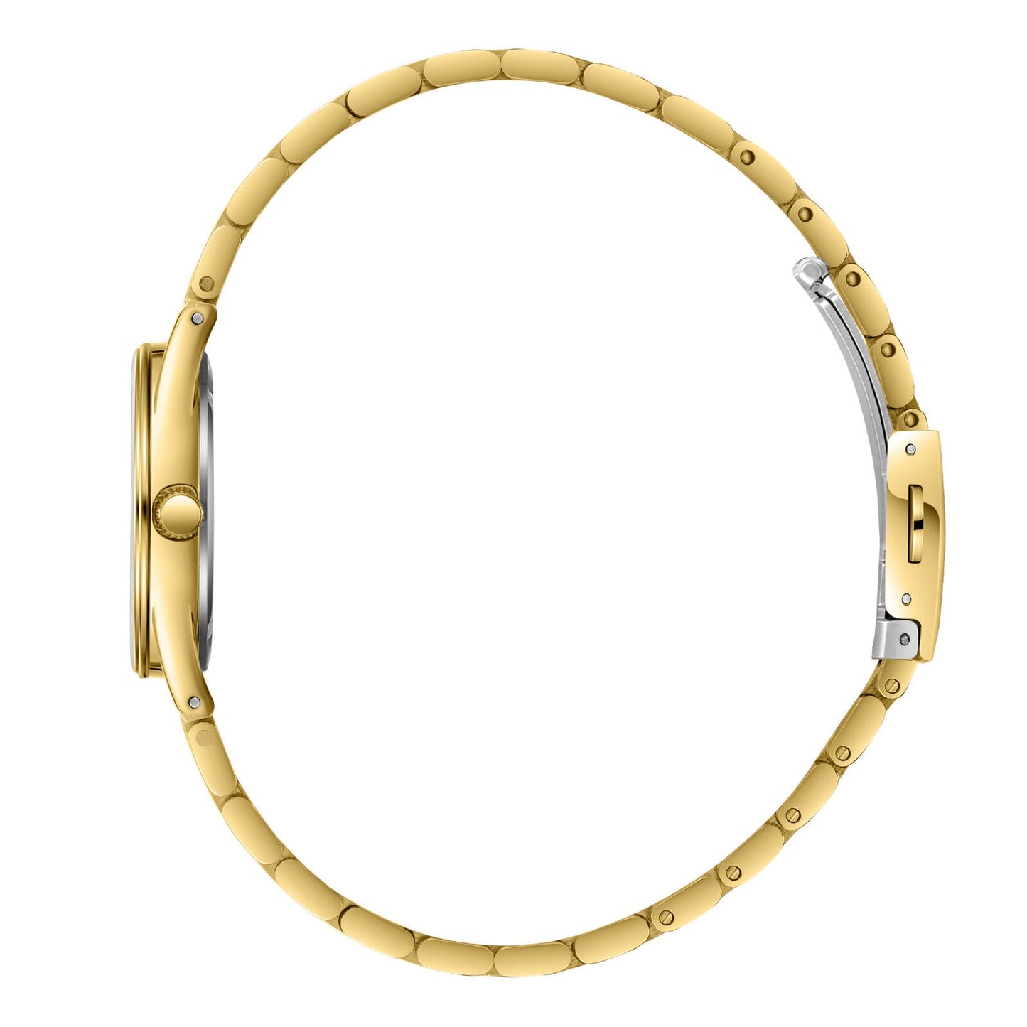 Lee Cooper Nayla gold bracelet and case back detail showing clasp and strap links