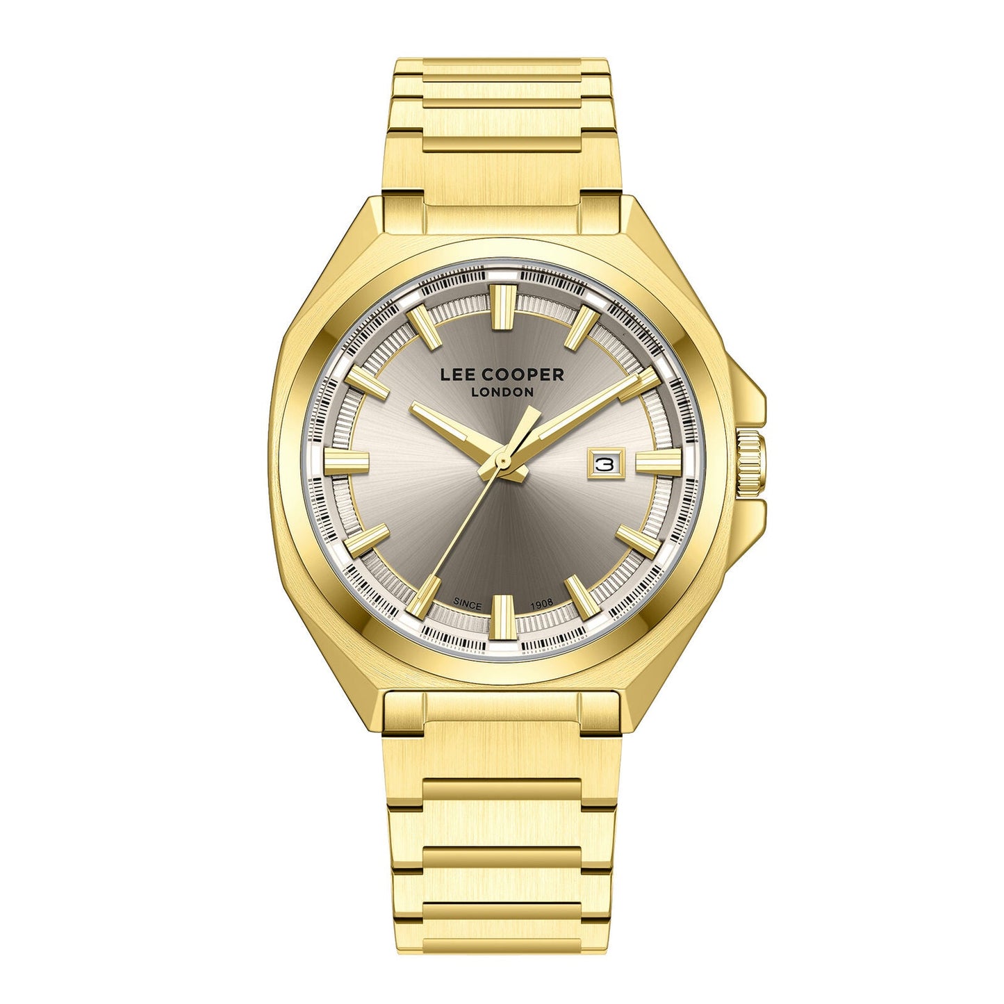 Lee Cooper Oswin gold watch with beige dial and date window