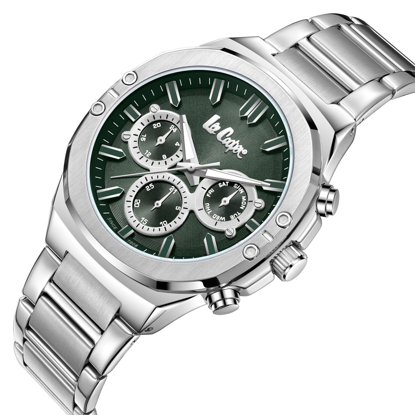 Lee Cooper Multifunction Green Dial Silver Men's Watch - LC07991.370