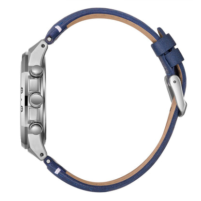 Lee Cooper Multifunction Blue Dial and Genuine Leather Silver Watch - LC07992.399