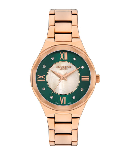 Lee Cooper StyleWork White and Green MOP Dial Rose Gold Watch – LC07922.470