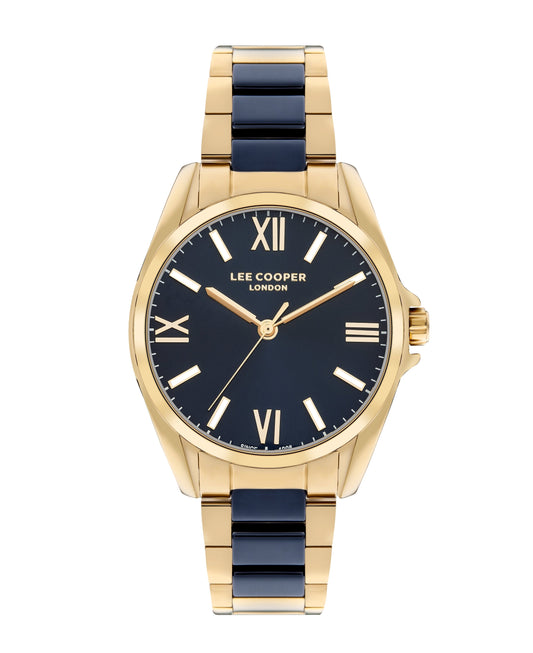 Lee Cooper 34MM Gold Analog Navy Blue Dial Watch – LC07873.270