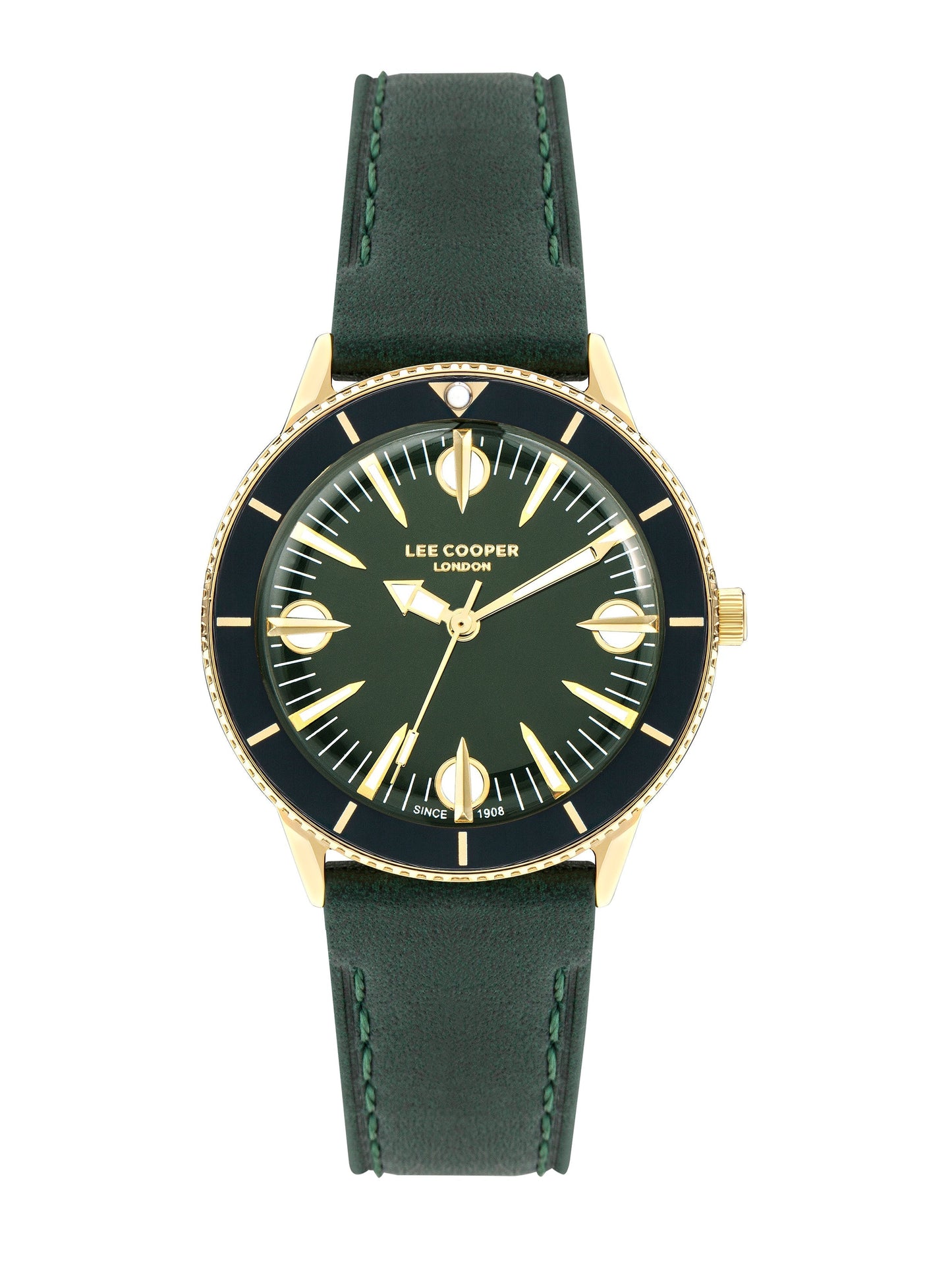 Lee Cooper Fashion Green Dial and Genuine Leather Strap Watch – LC07932.177